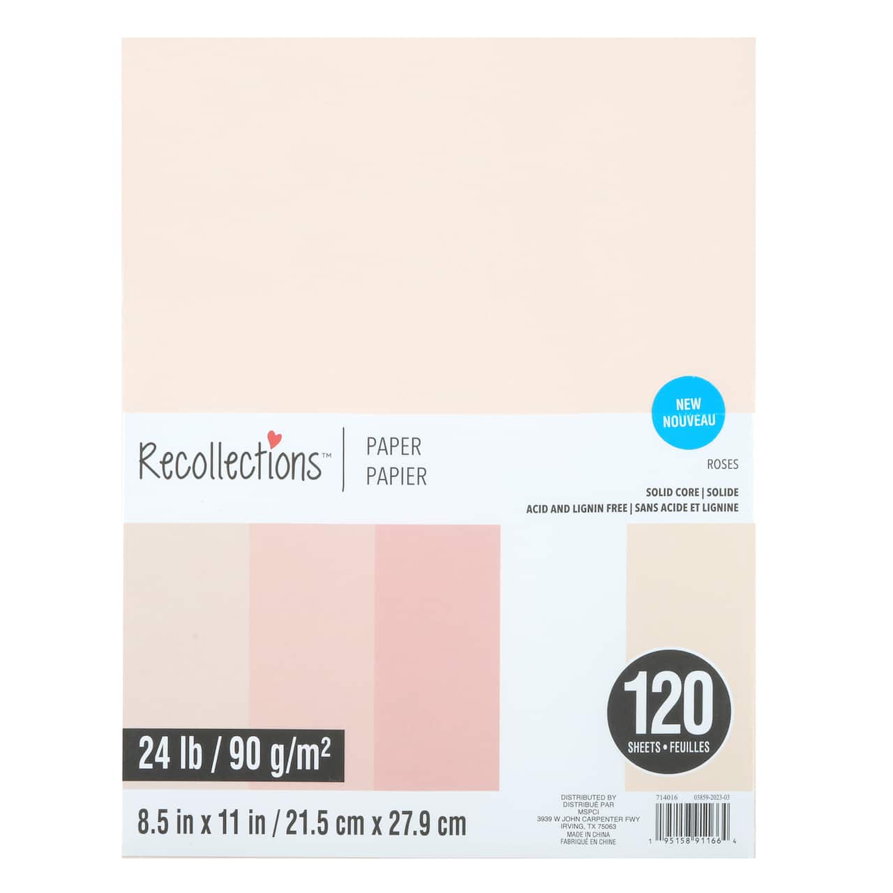 8.5" x 11" Mixed 24lb. Solid Core Paper Pack by Recollections™, 120 Sheets